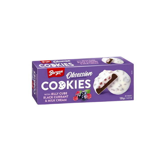 Bergen Cookies Jelly Cube Black Currant & Milk Cream 18 x 128g