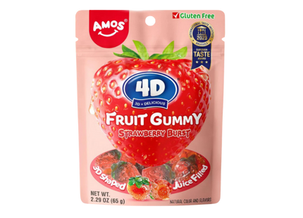 Amos 4D Fruit Gummy Strawberry 24 x 65g