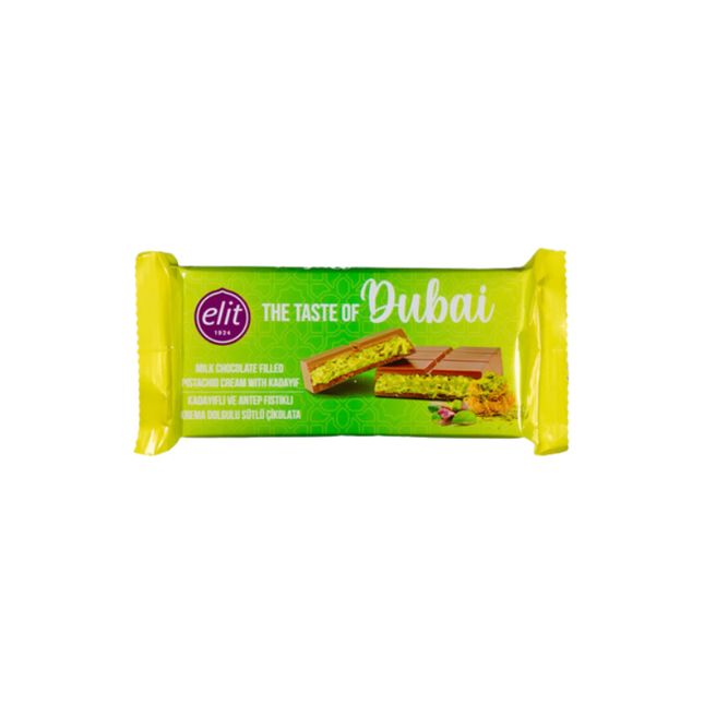 Elit Dubai Milk Chocolate Pistachio Cream & Kadayif 12 x 90g